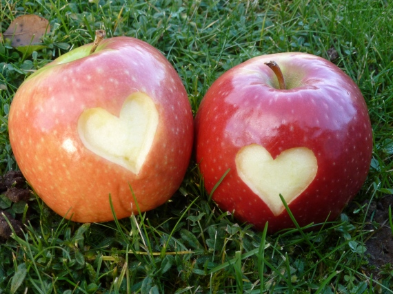 Zwei Äpfel mit Herz
